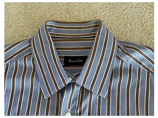 Massimo Dutti camicia a righe blu bianca marrone taglia L-XL (43-44) Bianco - vista 6