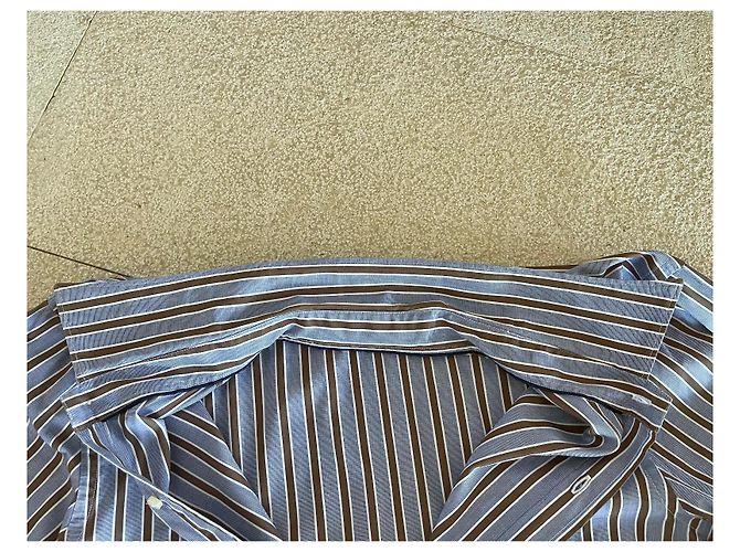 Massimo Dutti camicia a righe blu bianca marrone taglia L-XL (43-44) Bianco - vista 7