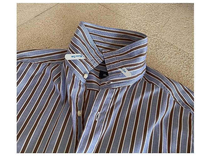 Massimo Dutti camicia a righe blu bianca marrone taglia L-XL (43-44) Bianco - vista 8