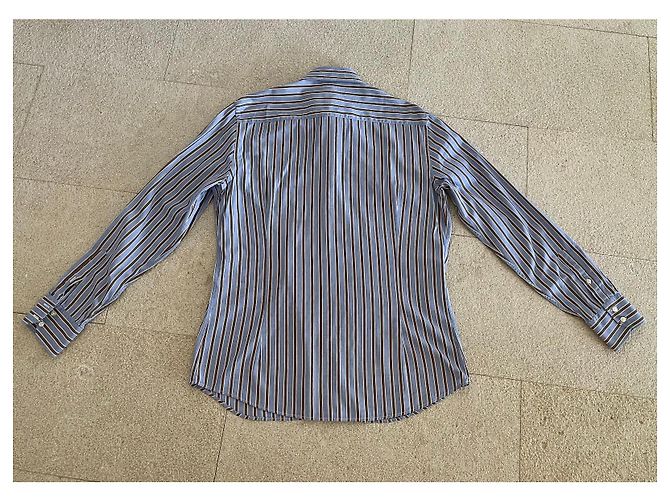 Massimo Dutti camicia a righe blu bianca marrone taglia L-XL (43-44) Bianco - vista 9