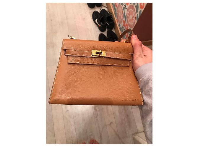 Borsa a mano Hermès Kelly 20 in pelle Cognac - vista 3