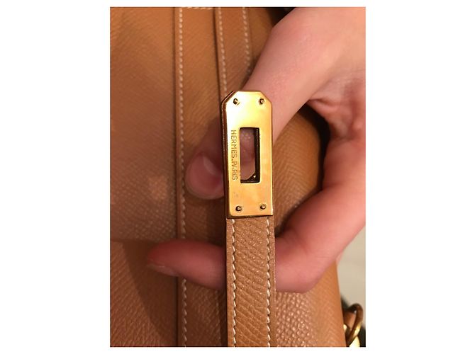 Borsa a mano Hermès Kelly 20 in pelle Cognac - vista 4