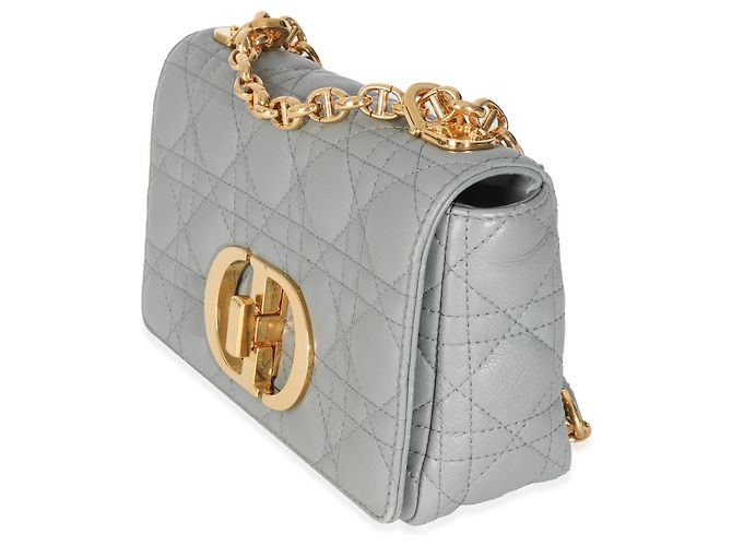 Borsa Caro Piccola in Pelle di Vitello Morbida Blu Christian Dior Marrone - vista 3