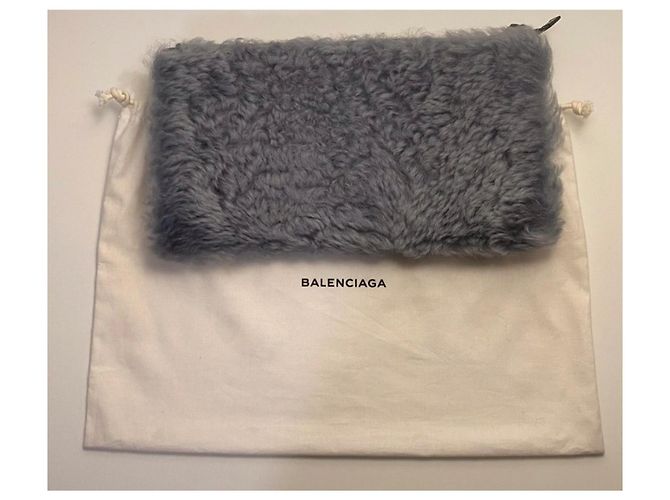 Clutch Balenciaga in pelle e pelliccia grigia Grigio - vista 2