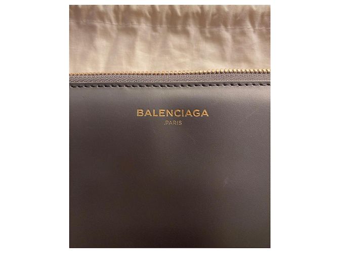 Clutch Balenciaga in pelle e pelliccia grigia Grigio - vista 4