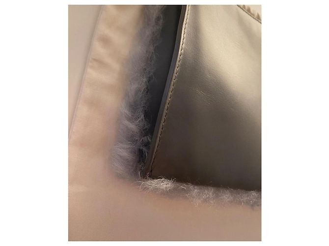 Clutch Balenciaga in pelle e pelliccia grigia Grigio - vista 5