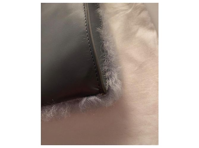 Clutch Balenciaga in pelle e pelliccia grigia Grigio - vista 6