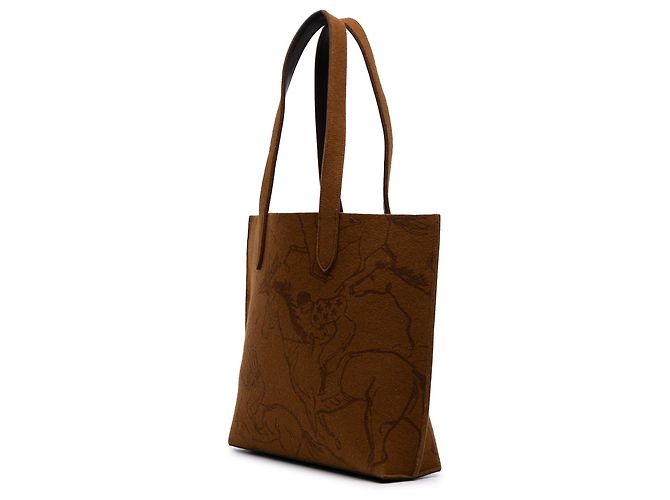Borsa Carrimi MM in feltro stampato marrone di Hermès - vista 2