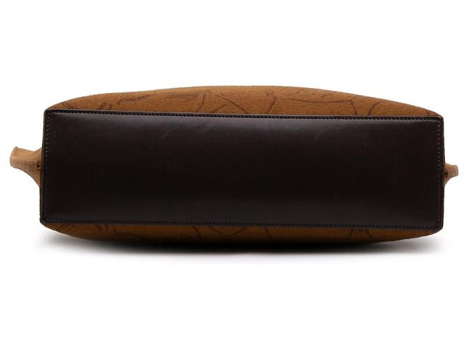 Borsa Carrimi MM in feltro stampato marrone di Hermès - vista 3
