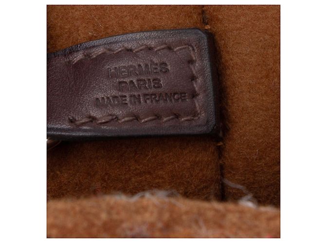 Borsa Carrimi MM in feltro stampato marrone di Hermès - vista 5