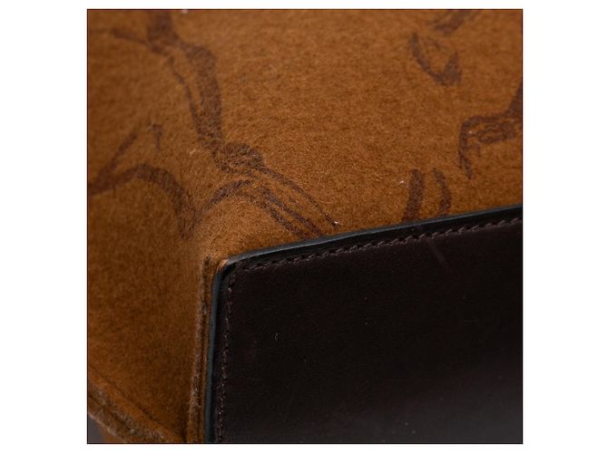 Borsa Carrimi MM in feltro stampato marrone di Hermès - vista 7