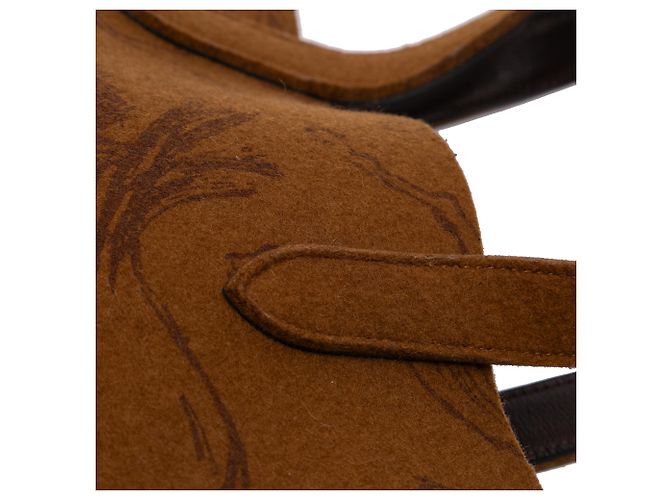 Borsa Carrimi MM in feltro stampato marrone di Hermès - vista 8