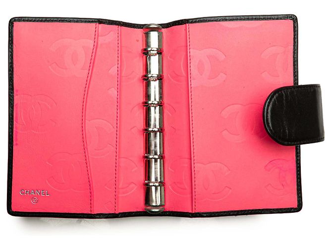 Capa de caderno acolchoada em pele de cordeiro preta Cambon da Chanel Preto - vista 10