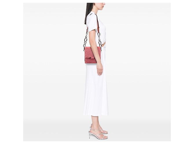 Marni Borsa a tracolla in shearling rosa con catena - vista 11