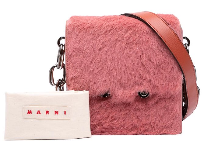 Marni Borsa a tracolla in shearling rosa con catena - vista 12