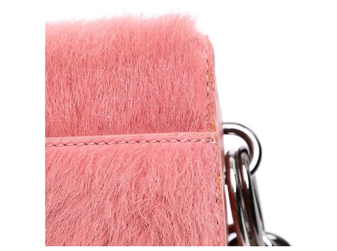 Marni Borsa a tracolla in shearling rosa con catena - vista 9