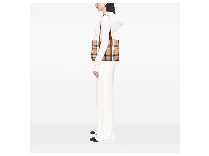 Burberry Beige Haymarket Check Canvas Tote - Ansicht 11