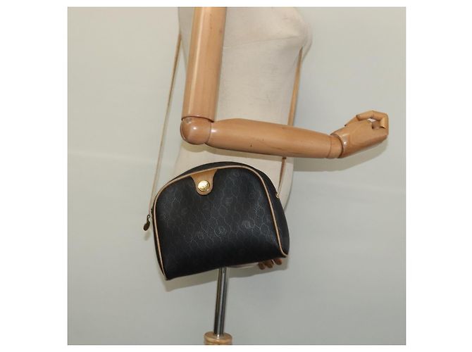 Borsa a spalla in tela a nido d'ape PVC nera e oro Christian Dior Auth sw1341 Nero D'oro - vista 11