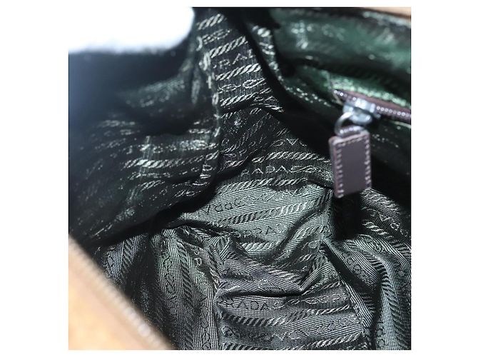 Borsa a Spalla PRADA in Nylon Marrone Argento Autentica 134382 - vista 22