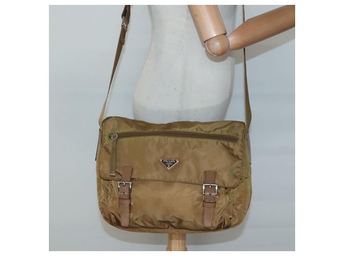 Borsa a Spalla PRADA in Nylon Marrone Argento Autentica 134382 - vista 27