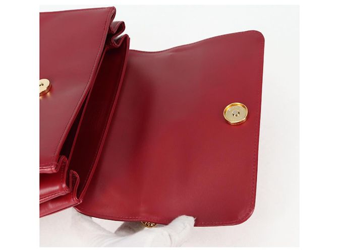 Borsa a mano VERSACE in pelle rossa e oro Auth ac3851V Rosso D'oro - vista 10