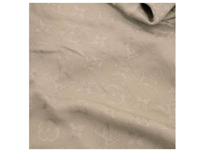 LOUIS VUITTON - Sciarpa Monogram Classic Louis Vuitton in seta e lana taupe Beige - vista 3