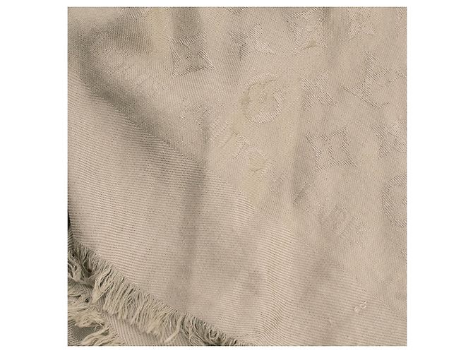 LOUIS VUITTON - Sciarpa Monogram Classic Louis Vuitton in seta e lana taupe Beige - vista 4