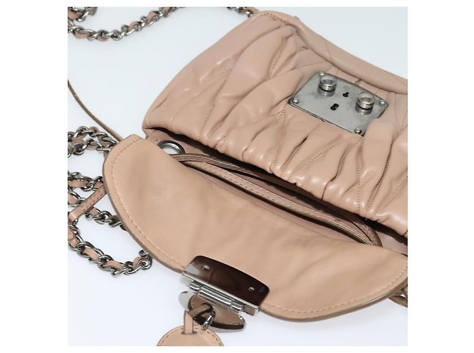 Borsa a spalla in pelle matelassé Miu Miu rosa argento Auth bs27996 - vista 16