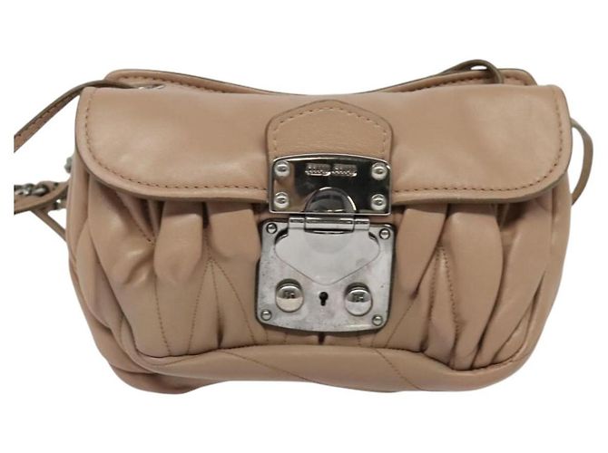 Borsa a spalla in pelle matelassé Miu Miu rosa argento Auth bs27996 - vista 2