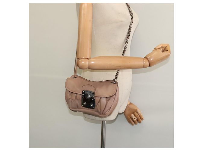 Borsa a spalla in pelle matelassé Miu Miu rosa argento Auth bs27996 - vista 24
