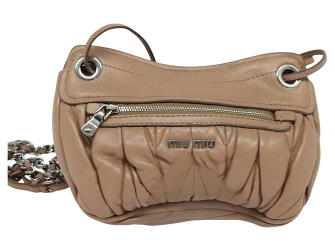 Borsa a spalla in pelle matelassé Miu Miu rosa argento Auth bs27996 - vista 3