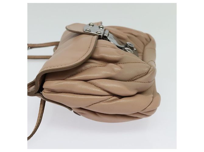 Borsa a spalla in pelle matelassé Miu Miu rosa argento Auth bs27996 - vista 4