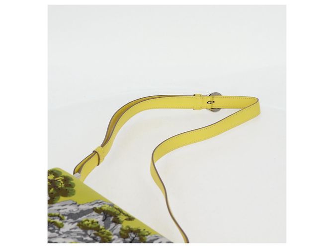 Hermès Borsa a Spalla HERMES Seta Gialla Argento Auth 131787SM Giallo - vista 10