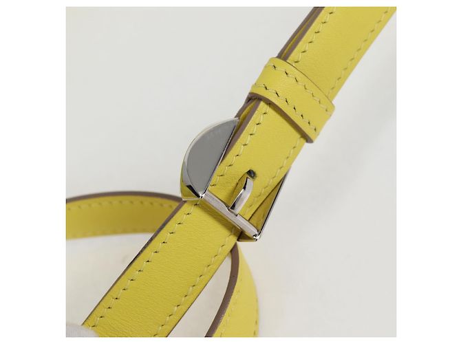 Hermès Borsa a Spalla HERMES Seta Gialla Argento Auth 131787SM Giallo - vista 16