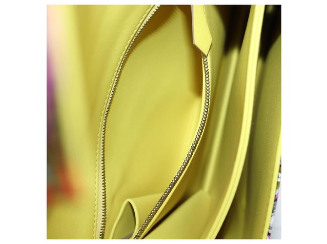 Hermès Borsa a Spalla HERMES Seta Gialla Argento Auth 131787SM Giallo - vista 24