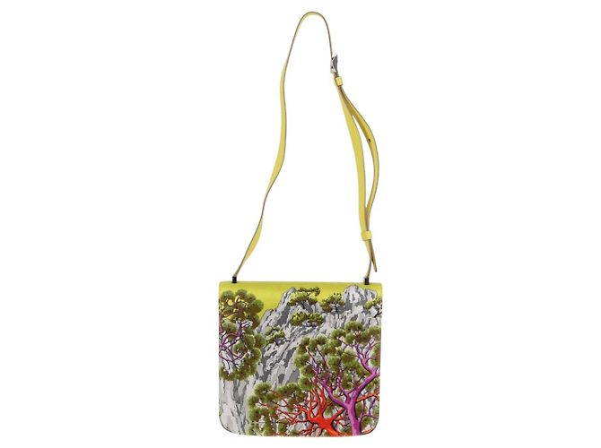 Hermès Borsa a Spalla HERMES Seta Gialla Argento Auth 131787SM Giallo - vista 4