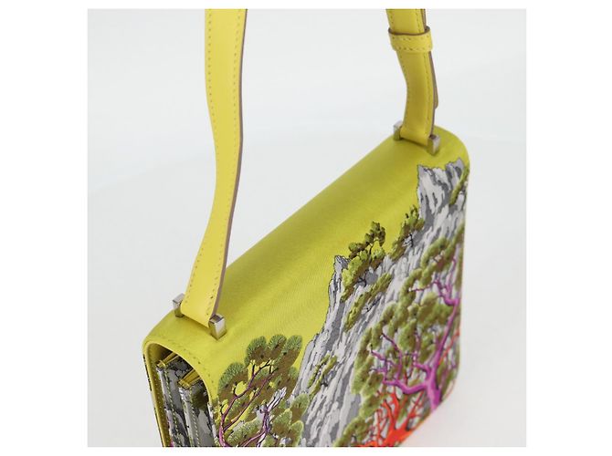 Hermès Borsa a Spalla HERMES Seta Gialla Argento Auth 131787SM Giallo - vista 8