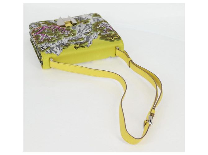 Hermès Borsa a Spalla HERMES Seta Gialla Argento Auth 131787SM Giallo - vista 9