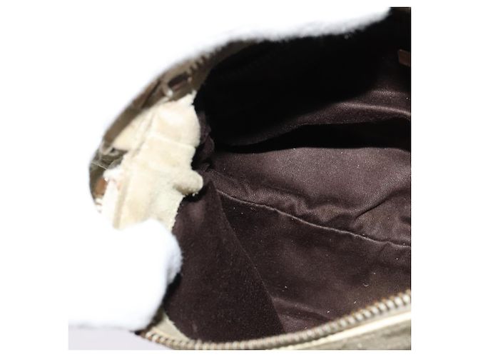Borsa a Spalla Miu Miu in Camoscio Grigio Oro Auth sw1086 Marrone D'oro - vista 11