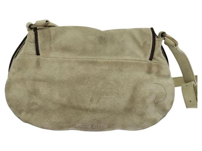 Borsa a Spalla Miu Miu in Camoscio Grigio Oro Auth sw1086 Marrone D'oro - vista 16