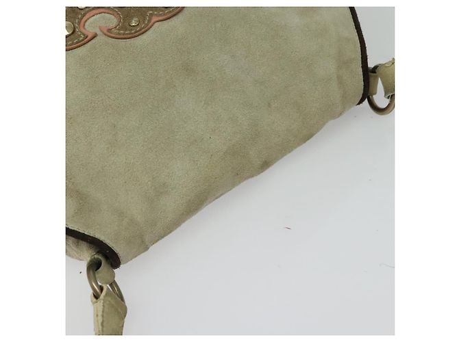 Borsa a Spalla Miu Miu in Camoscio Grigio Oro Auth sw1086 Marrone D'oro - vista 19