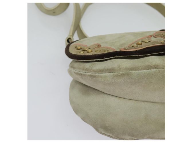 Borsa a Spalla Miu Miu in Camoscio Grigio Oro Auth sw1086 Marrone D'oro - vista 2