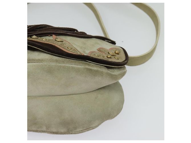 Borsa a Spalla Miu Miu in Camoscio Grigio Oro Auth sw1086 Marrone D'oro - vista 3