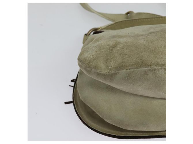 Borsa a Spalla Miu Miu in Camoscio Grigio Oro Auth sw1086 Marrone D'oro - vista 4