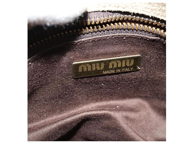 Borsa a Spalla Miu Miu in Camoscio Grigio Oro Auth sw1086 Marrone D'oro - vista 8