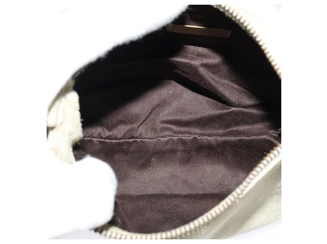 Borsa a Spalla Miu Miu in Camoscio Grigio Oro Auth sw1086 Marrone D'oro - vista 9