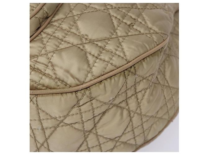 Borsa a mano Canage in nylon beige e oro Christian Dior Auth bs28087 D'oro - vista 10
