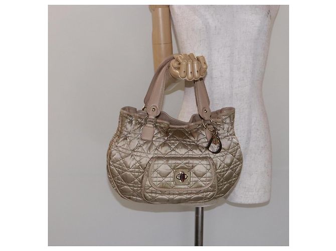 Borsa a mano Canage in nylon beige e oro Christian Dior Auth bs28087 D'oro - vista 25
