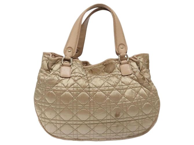 Borsa a mano Canage in nylon beige e oro Christian Dior Auth bs28087 D'oro - vista 3