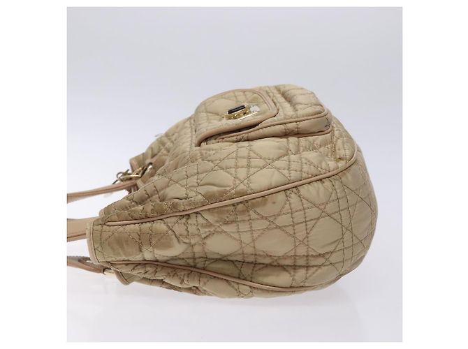 Borsa a mano Canage in nylon beige e oro Christian Dior Auth bs28087 D'oro - vista 5